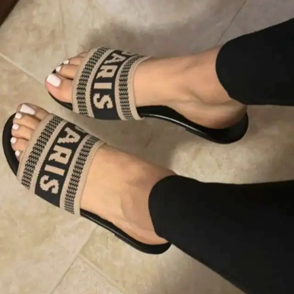 Stylish Black and Brown Slide Sandals